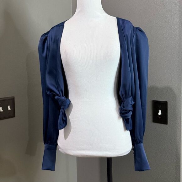 WAYF Blur Satin Wrap Crop Top Long Sleeve NWT - Picture 4 of 12